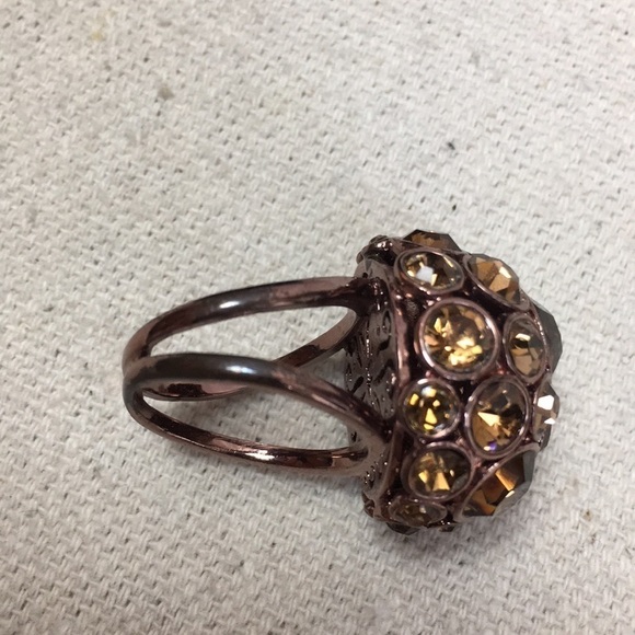 Fossil rhinestone cluster dome bubble bronze ring - Picture 7 of 7